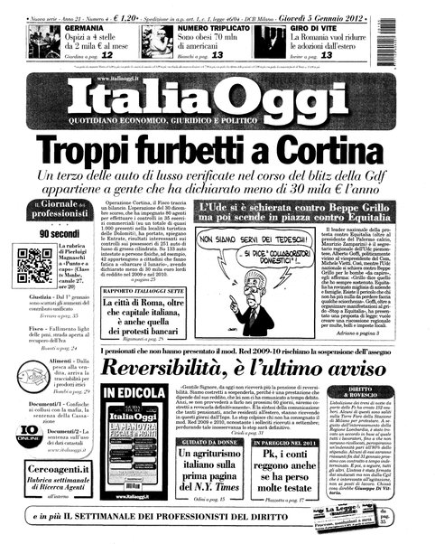 Italia oggi : quotidiano di economia finanza e politica